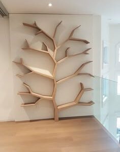 wooden tree shaped shelf