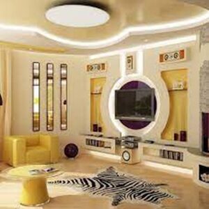 modern luxury tv wall unit with led lighting & storage